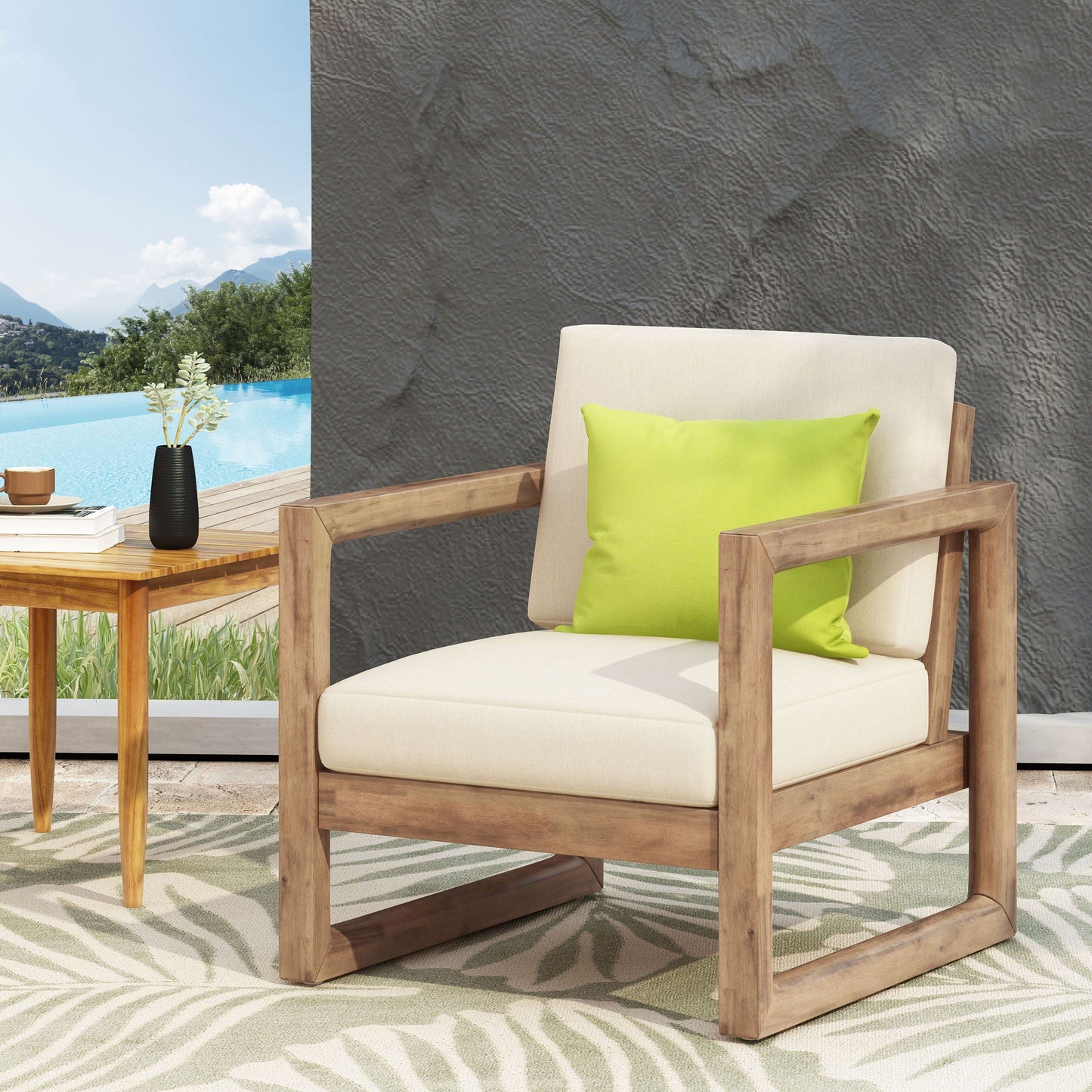 Outdoor Acacia Wood Patio Club Chair