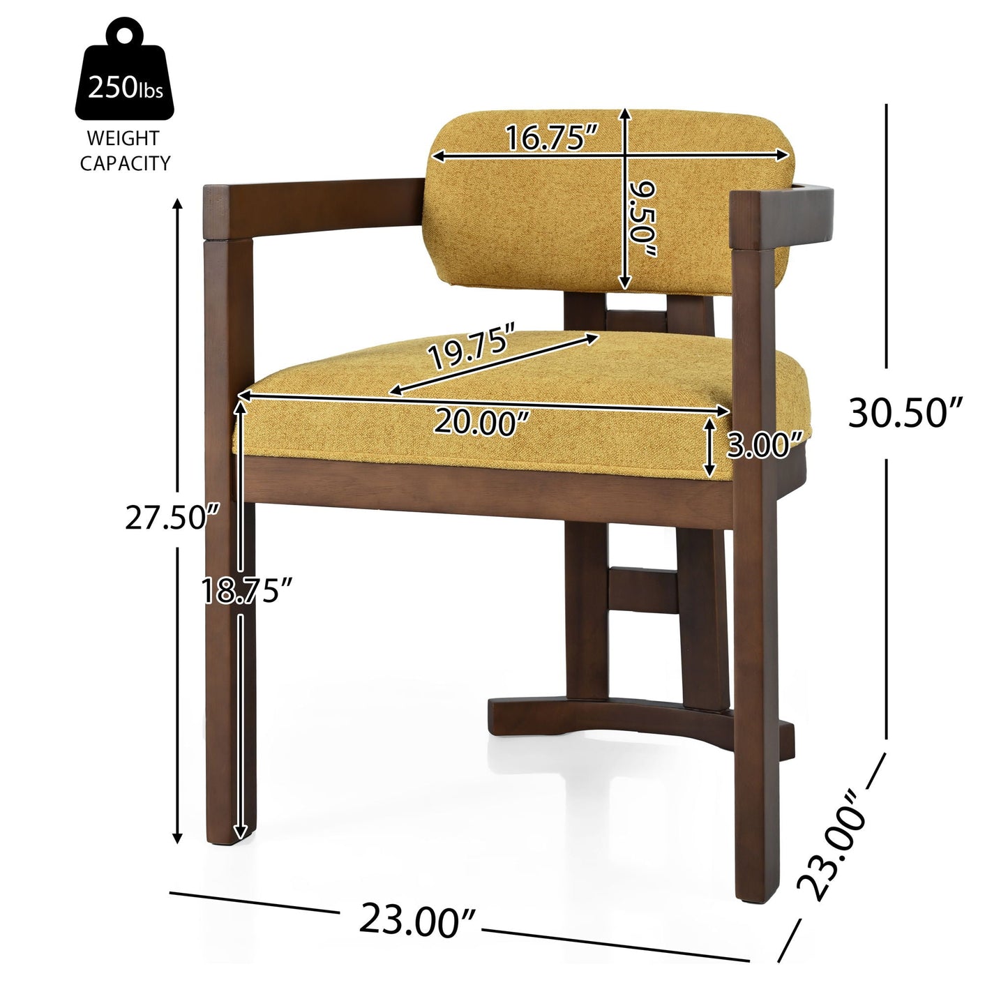 Stylish Indoor Upholstered Wood Dining Chair Set of 2