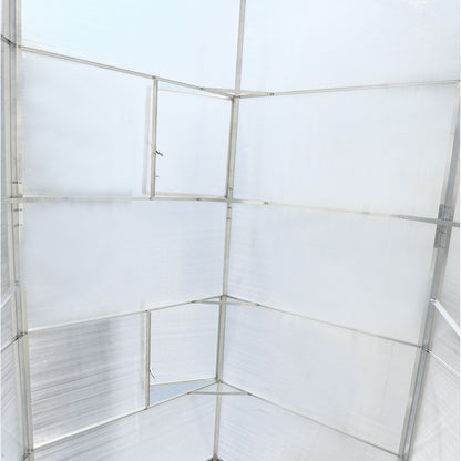 Polycarbonate house, Heavy Duty Outdoor Aluminum Walk-In House Kit With Rain Gutter, Vent And Door For Backyard Garden