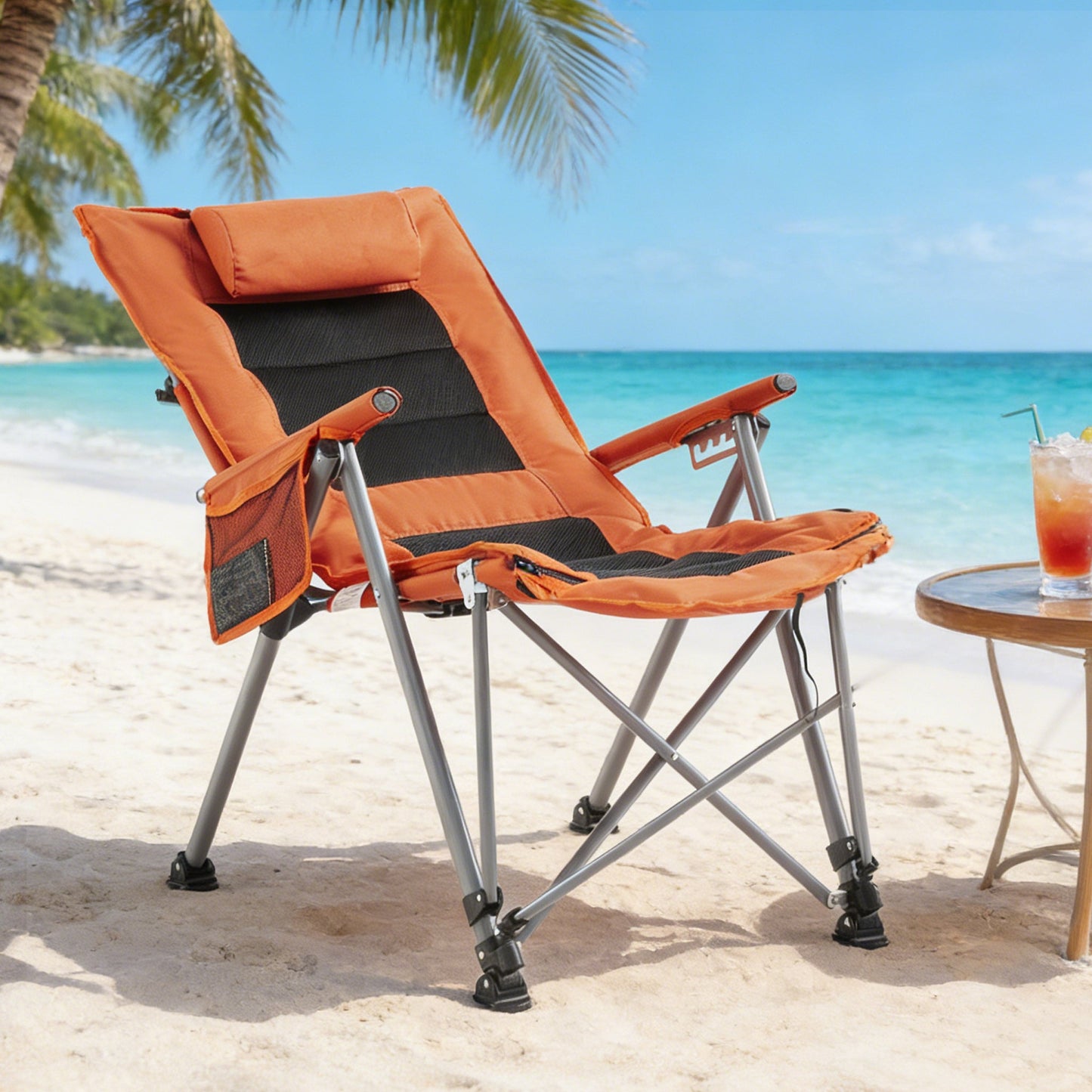 5-Position Adjustable Folding Camping Chair with Footrest
