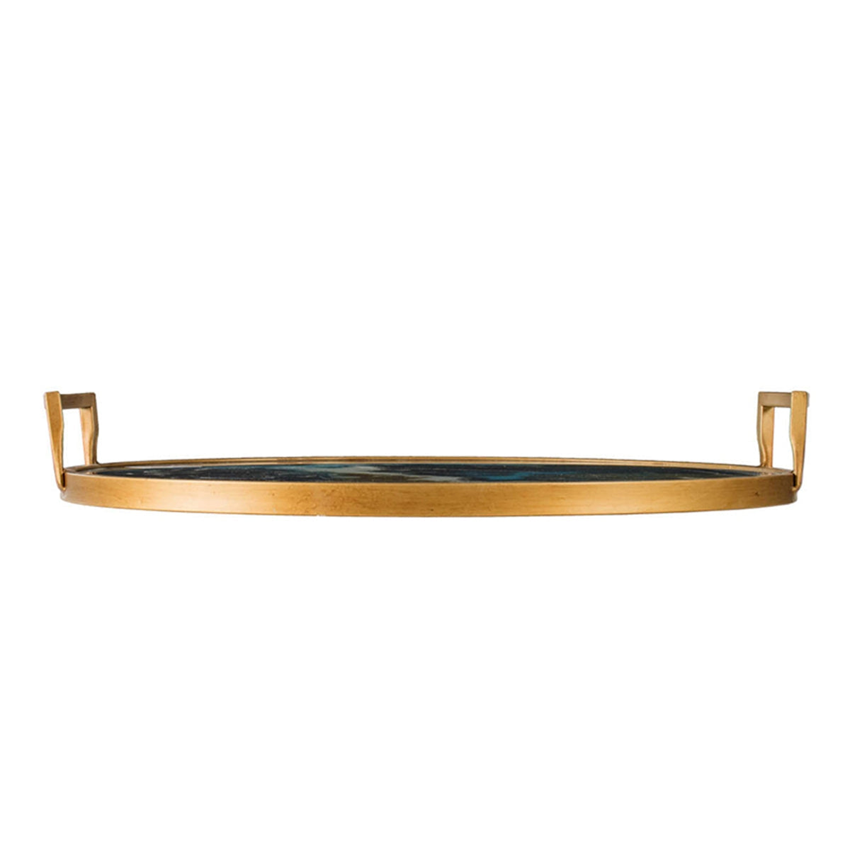 20.9x20.1x3.1" Round Accent Mirrored Tray with Handles