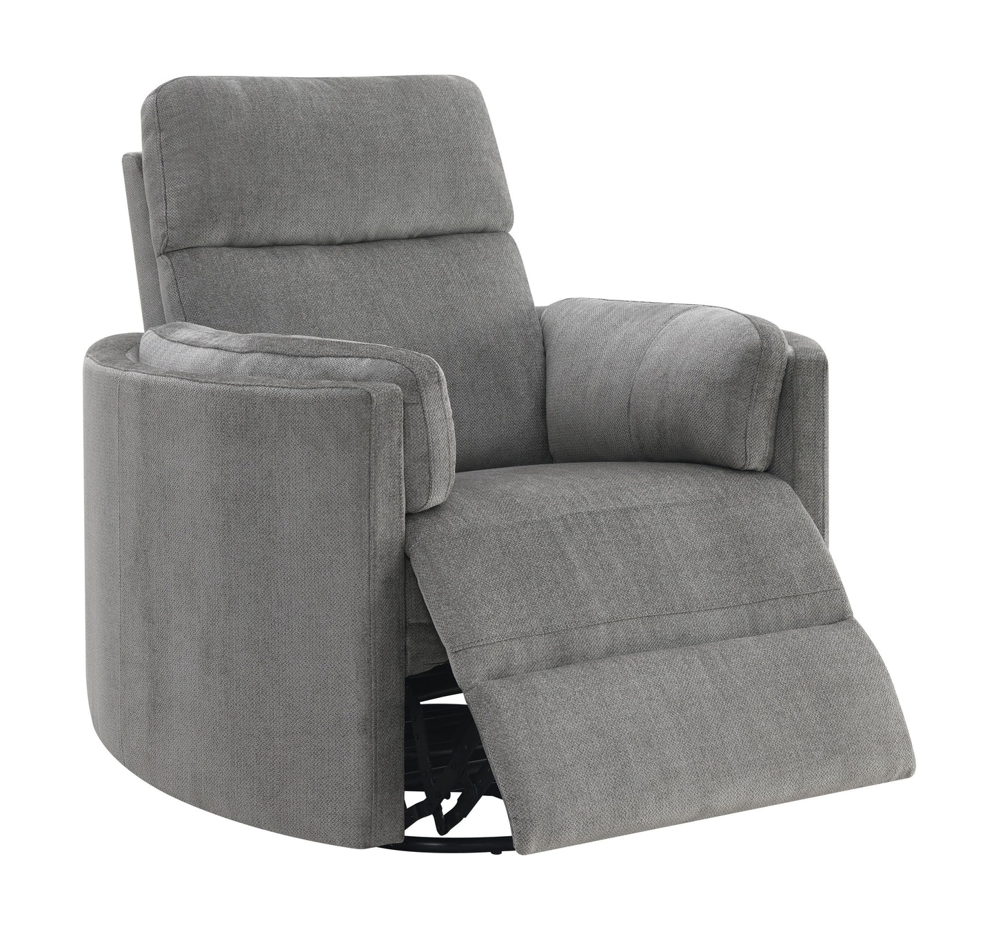 Sagen Charcoal Chenille Glider Recliner with Swivel