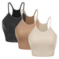 3 Pack Women Crop Basic Tank Top Ribbed Knit Sleeveless Round Neck 9 Color Machine Wash Summer Crop S to XL