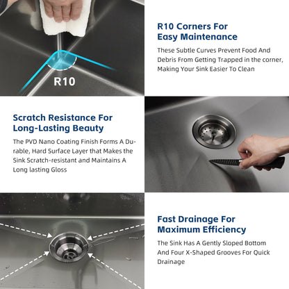 33 Gunmetal Undermount Kitchen Sink