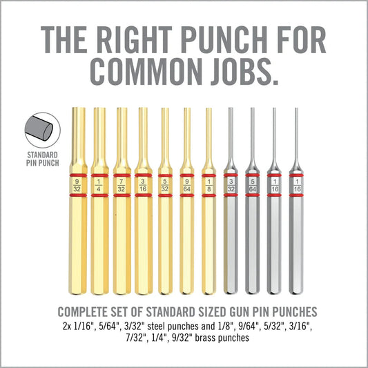 Accu-Punch® 11-Piece Standard Brass & Steel Pin Punch Set