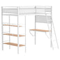 Campus 3-shelf Metal Twin Workstation Loft Bed Matte White