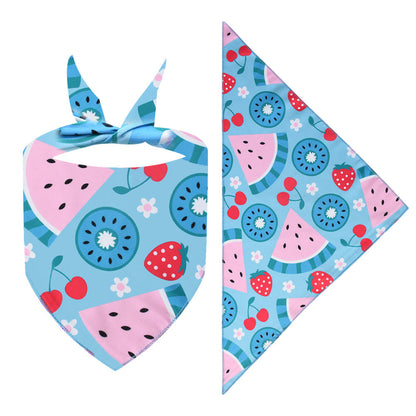 Cross-border New Cartoon Cute Pet Triangle Fresh Fruit Polyester Printed Cat And Dog Saliva Towel Scarf Wholesale