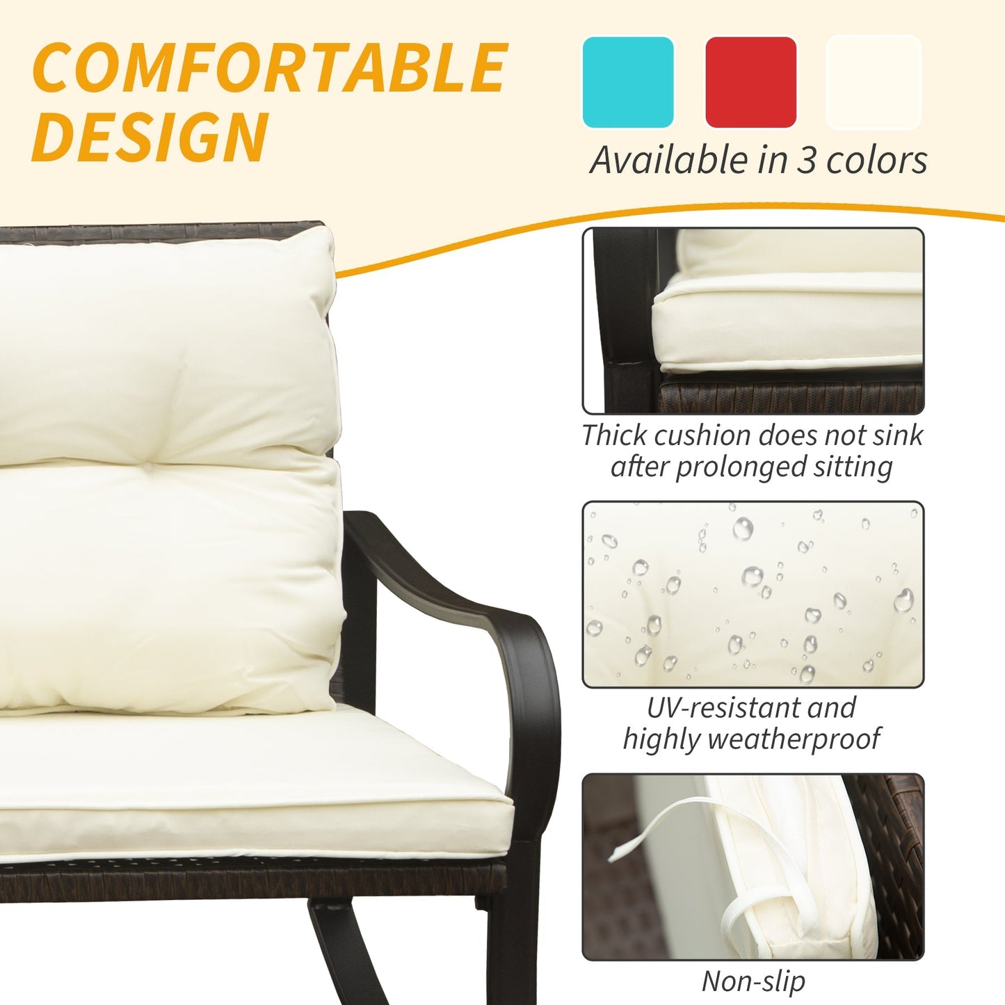 Metal 2 - Person Outdoor Patio Rocking Seating Group with Cushions