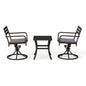 Outdoor Metal Swivel Patio Set - 2 Armchairs & Table