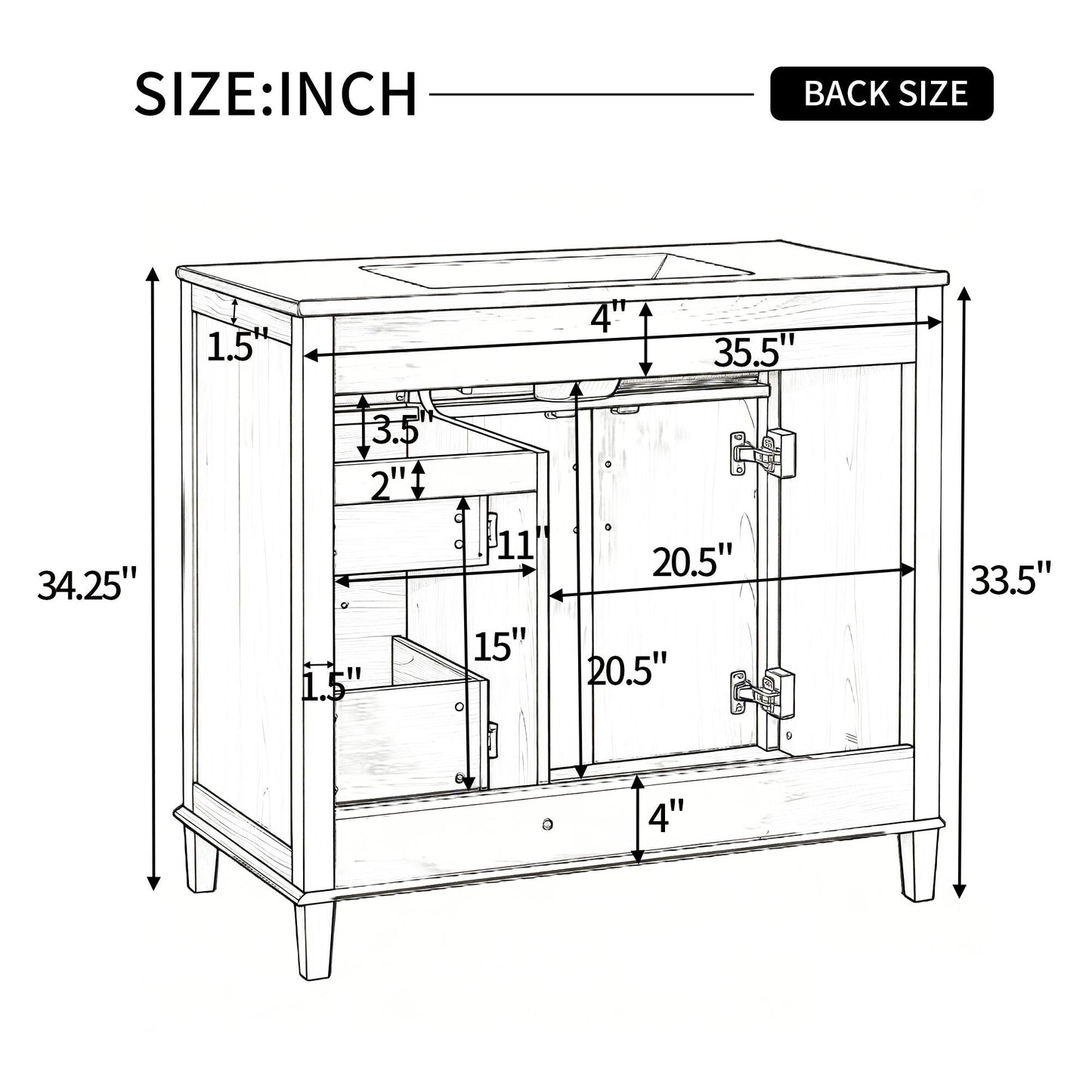 Bathroom Vanity With Sink, Soft Close Doors & Drawers - Wood