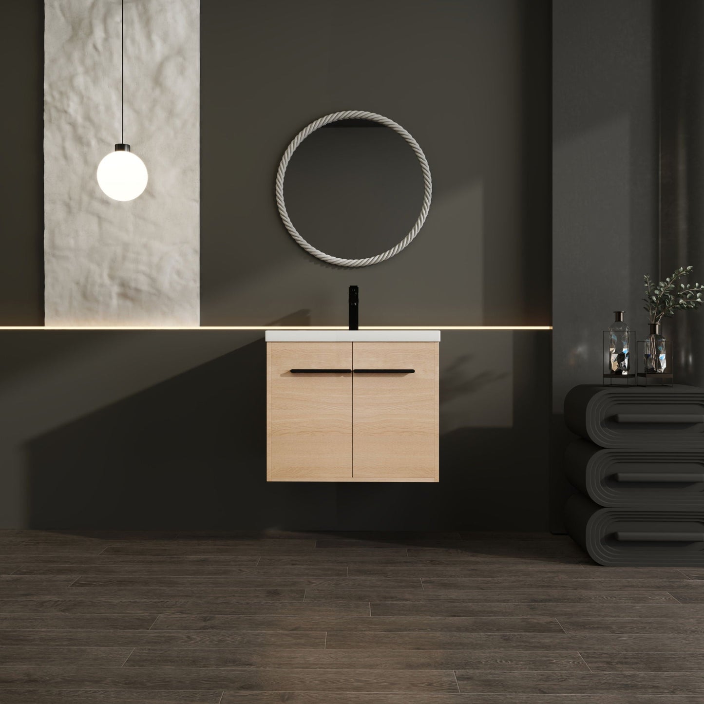 Bathroom Vanity Set With Resin Countertop Sink, 2 Doors