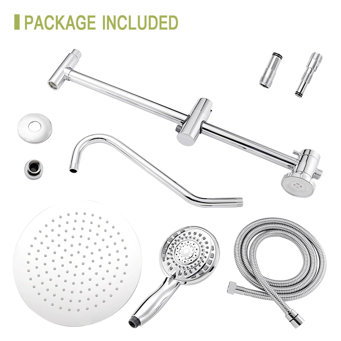 Shower System With 5 Function Rain Hand Shower And Slide Bar Combo