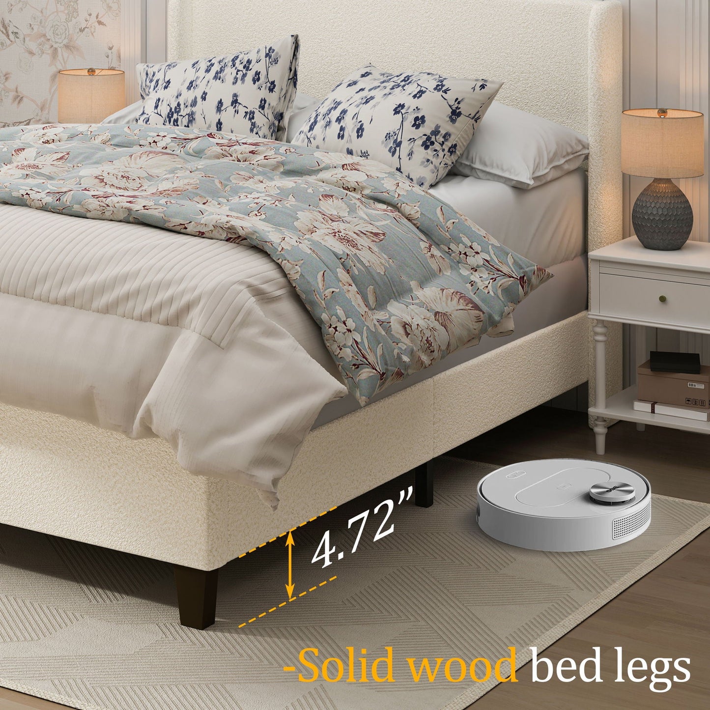 Platform Bed Frame With Tall Headboard And High Footboard
