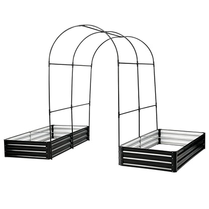 Raised Garden Bed with Arch Trellis, 2 Pack Metal Planter Boxes