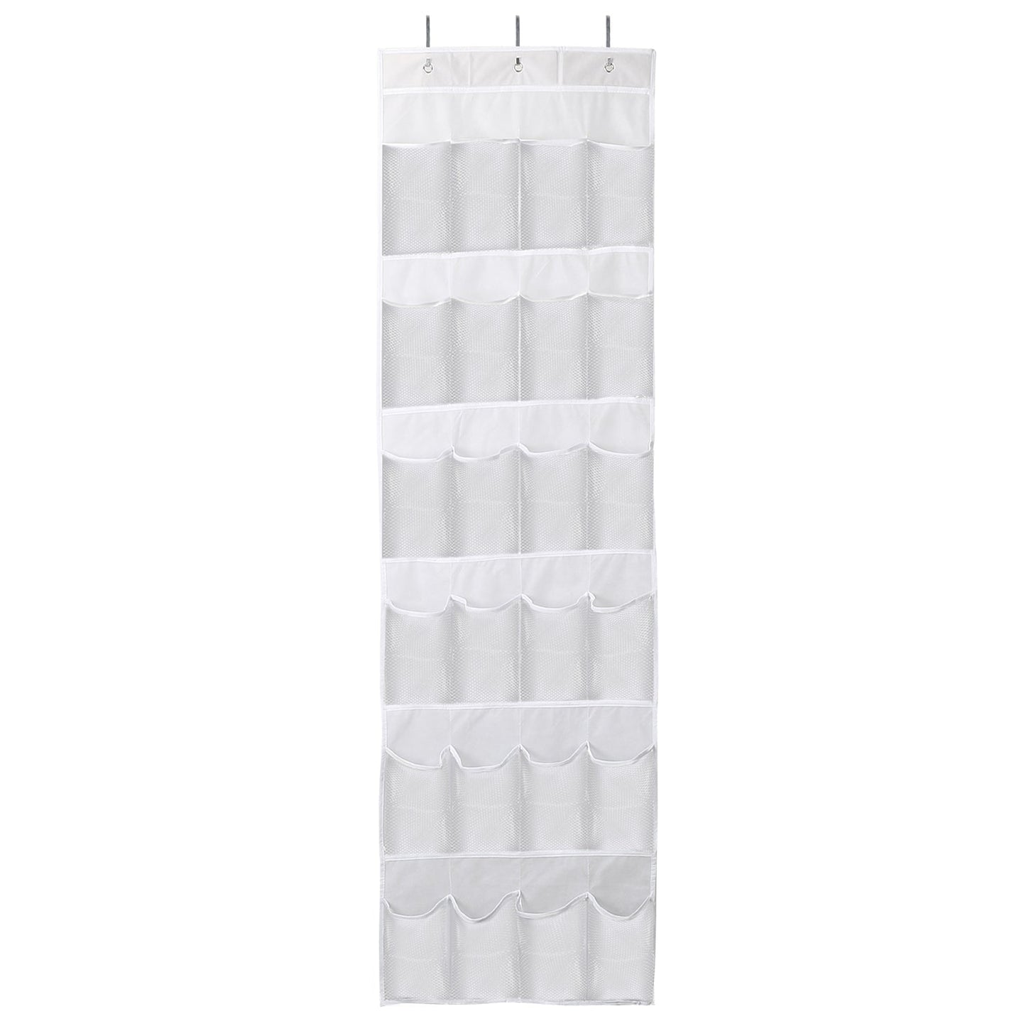 Over the Door Shoes Rack 24-Pocket Crystal Clear Organizer 6-Layer Hanging Storage Shelf for Shoes Slippers Small Toys Closet Cabinet