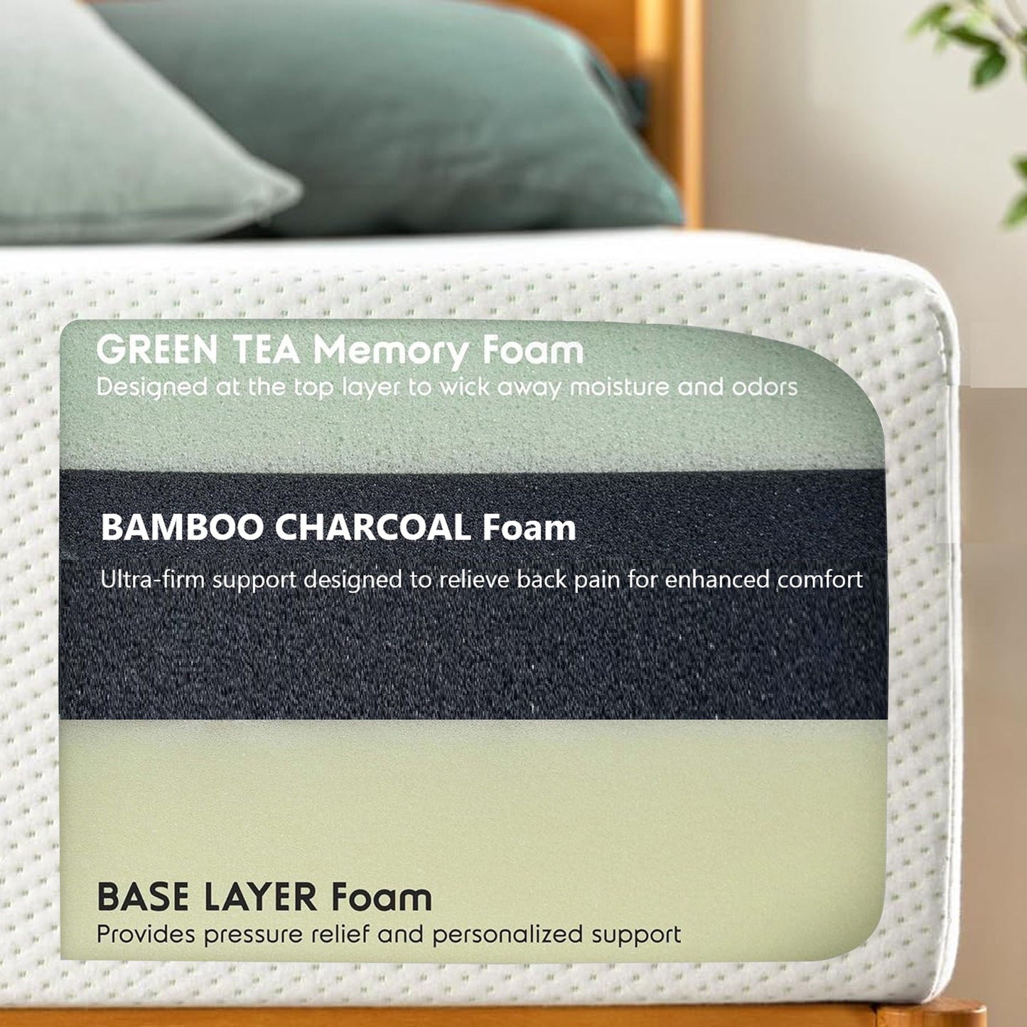 10" Tea Memory Foam Mattress In Box, Fiberglass Free
