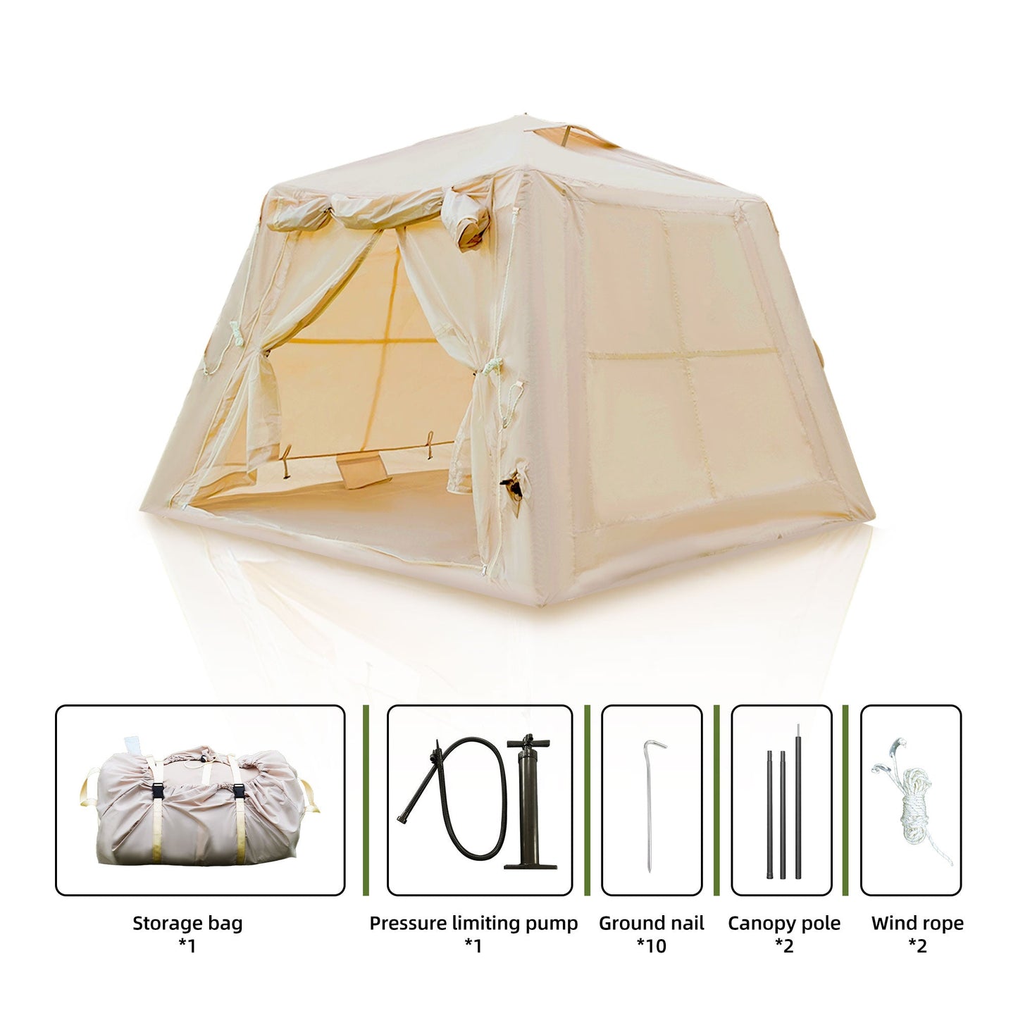 5.76 m² Inflatable Tent for Camping with Canopy