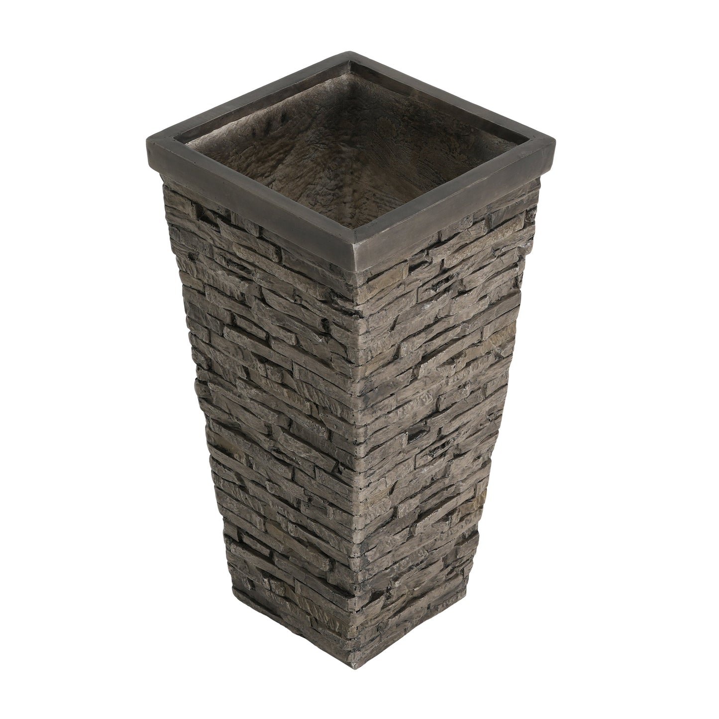 Tall Stone-Effect Square Planter