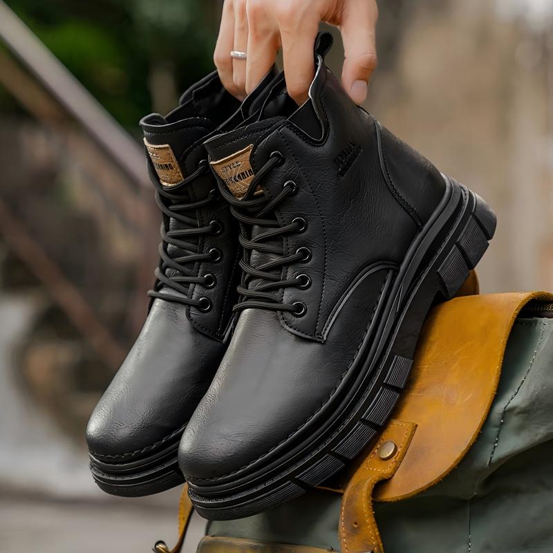 Men's Autumn High-top Martin Boots, British Style Casual Leather Shoes, Anti-slip Wear-resistant Short Work Boots