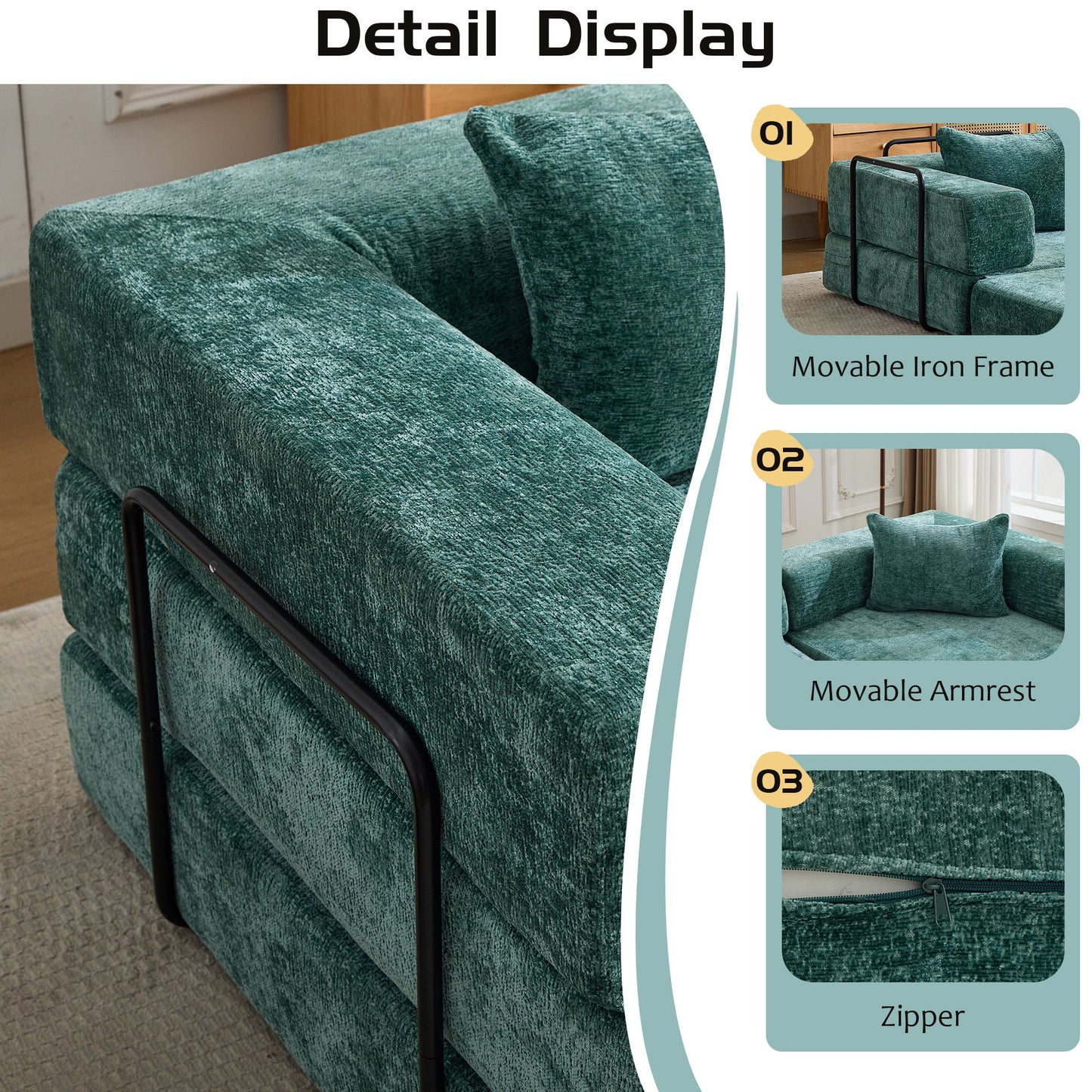 Convertible Floor Sofa Bed, Boneless Modular Sectional Sofa For Living Room