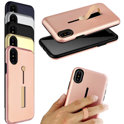 Finger Strap Phone Case for iPhone X Drop-protection Finger Ring Rugged Phone Case with Kickstand Dual Layer Case