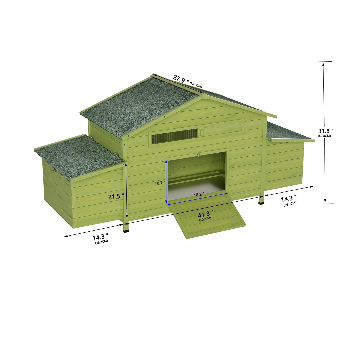11.12 ft² Large Wooden Chicken Coop with Nesting Boxes & Perch