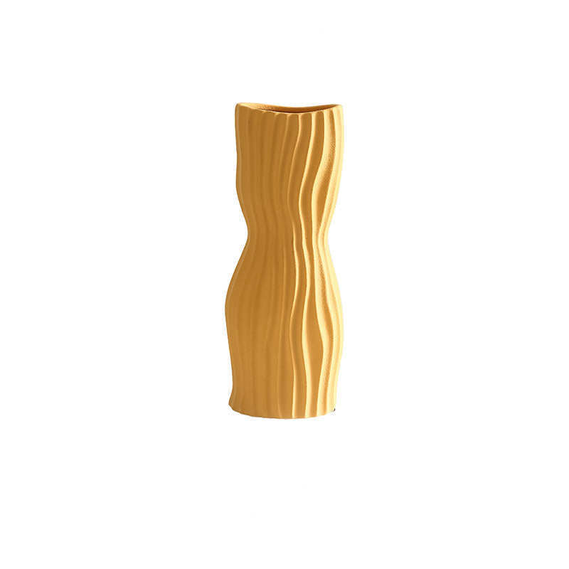 Nordic Creative Hand-painted Vase Ceramic Black And White Vertical Pattern Flower