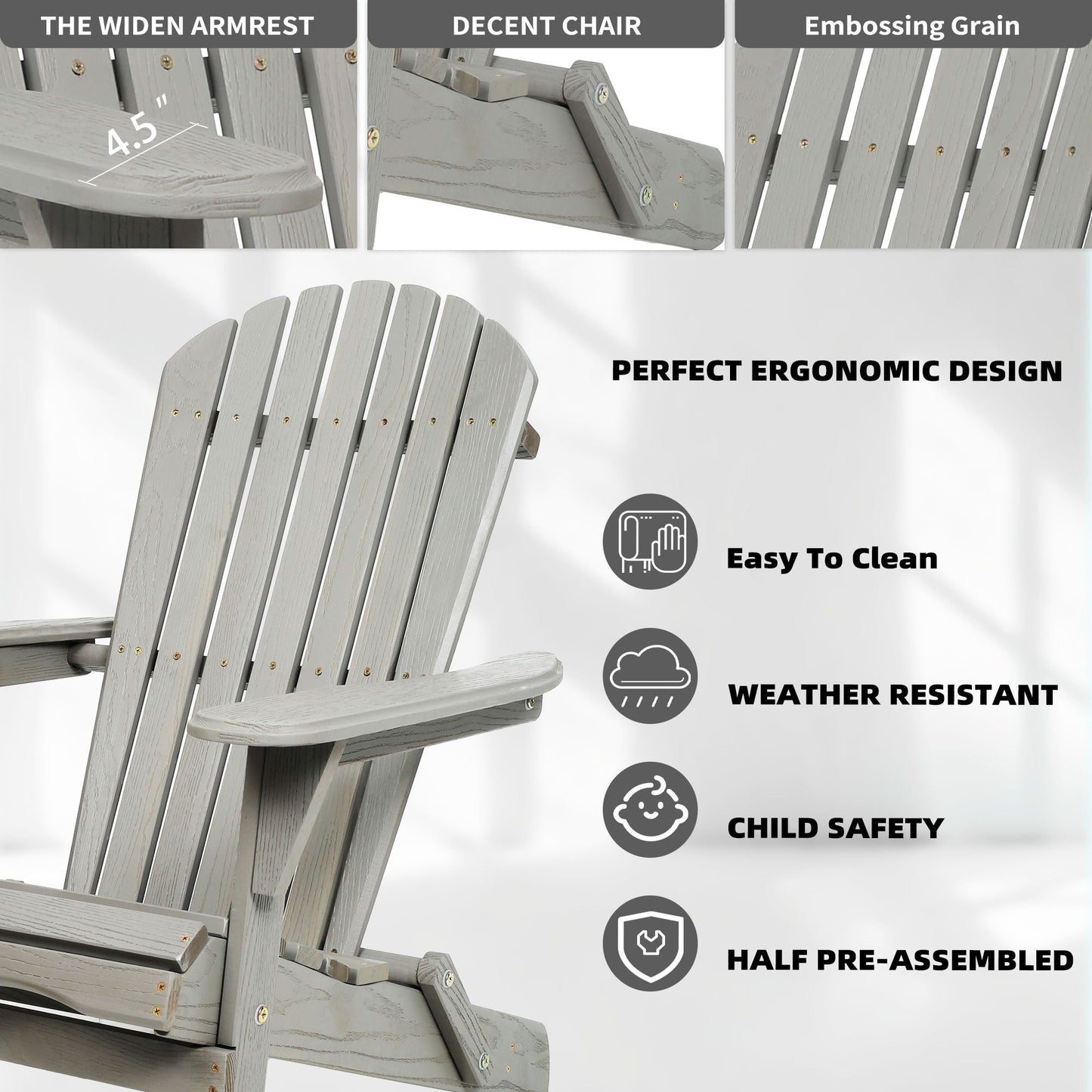 Lounge Patio Chair For Garden Outdoor Wooden Folding Adirondack Chair (Set of 2) Solid Cedar Wood Lounge Patio Chair For Garden