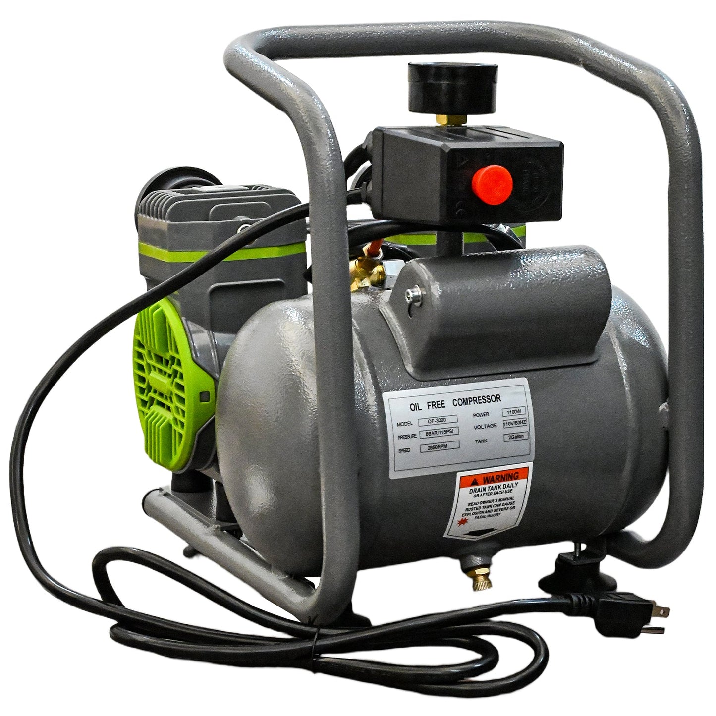 Oil Free Air Compressor with Quiet Low Noise and Portable Design