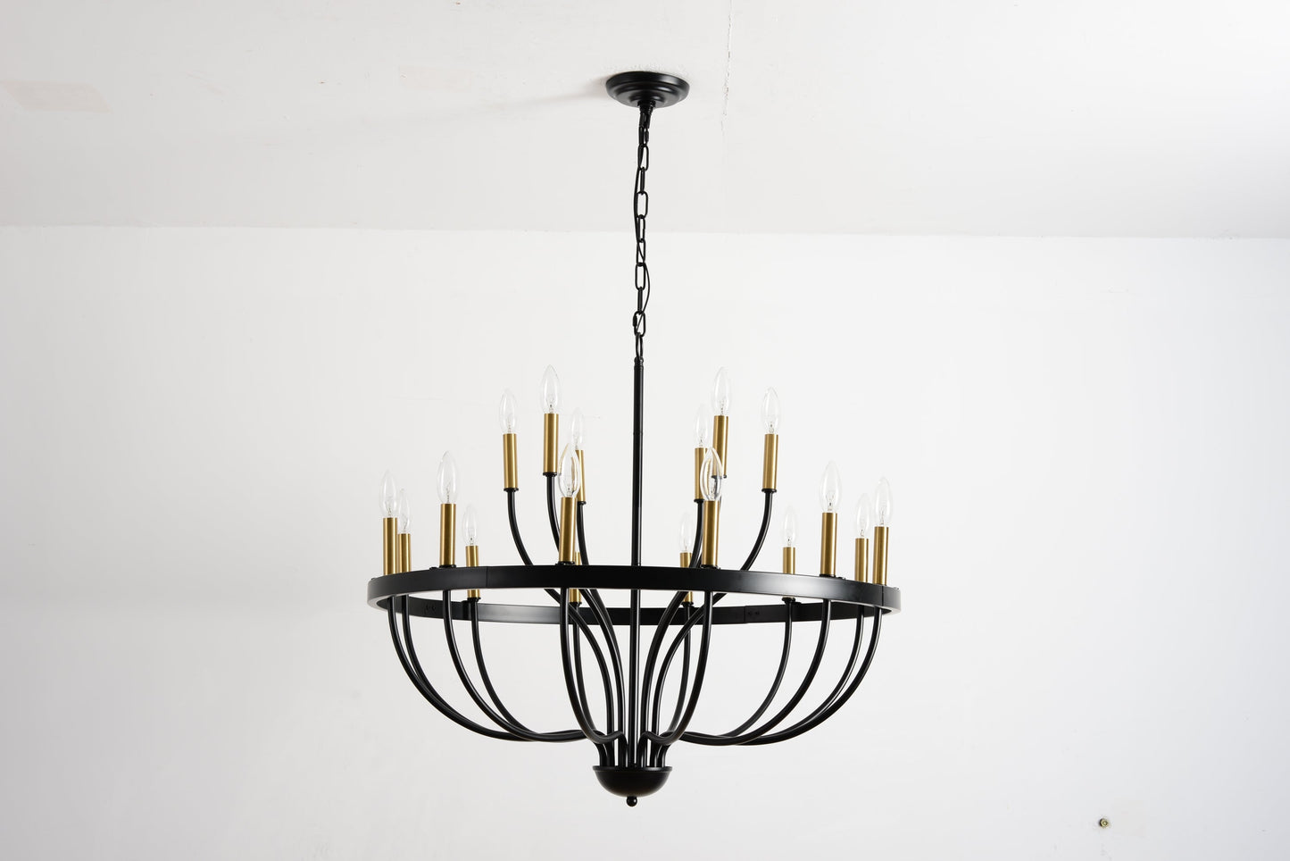 15-Light Industrial Iron Candle Chandelier Modern Farmhouse Pendant Light