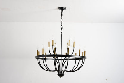 15-Light Industrial Iron Candle Chandelier Modern Farmhouse Pendant Light