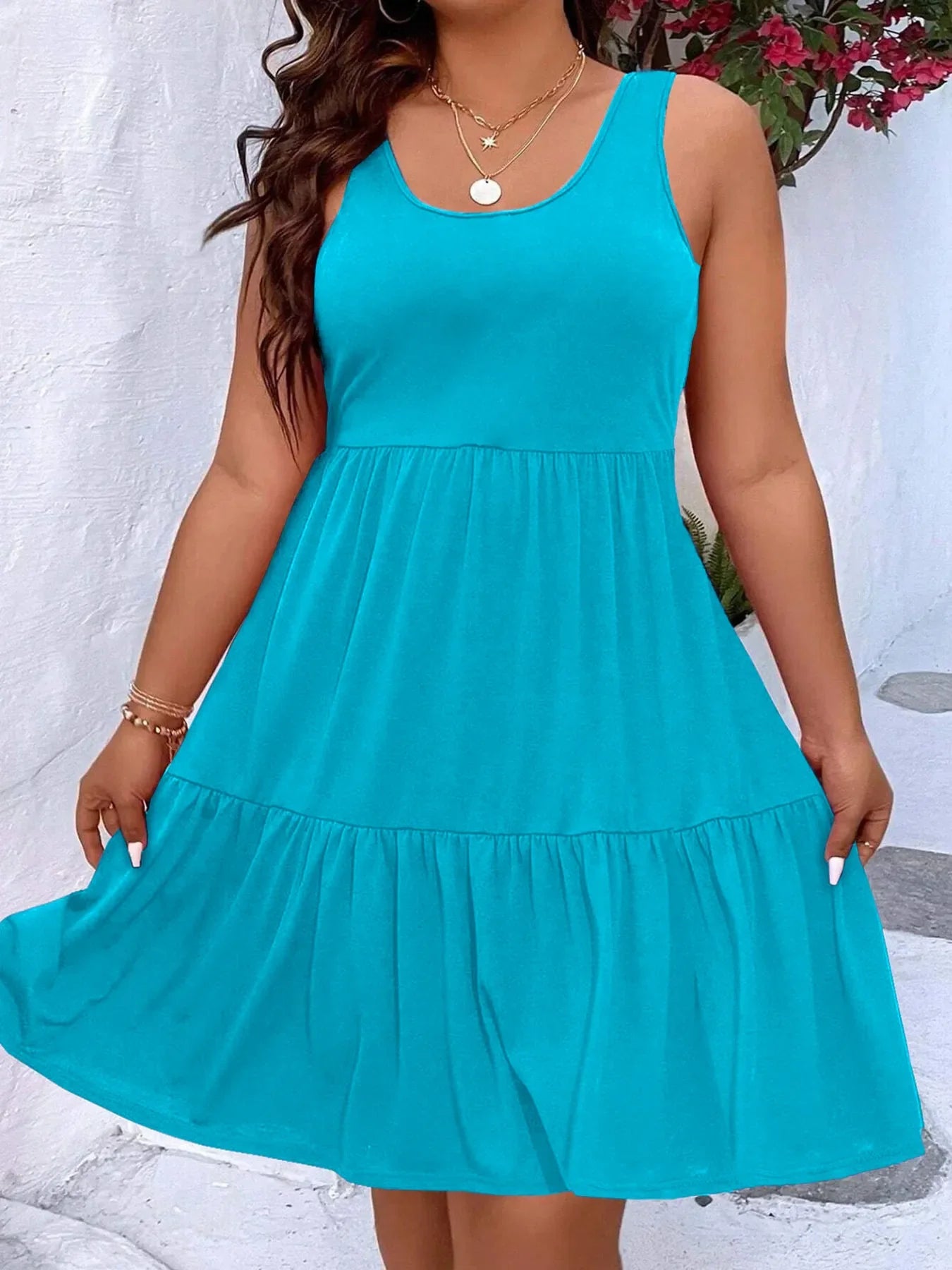 Tiered Scoop Neck Tank Dress