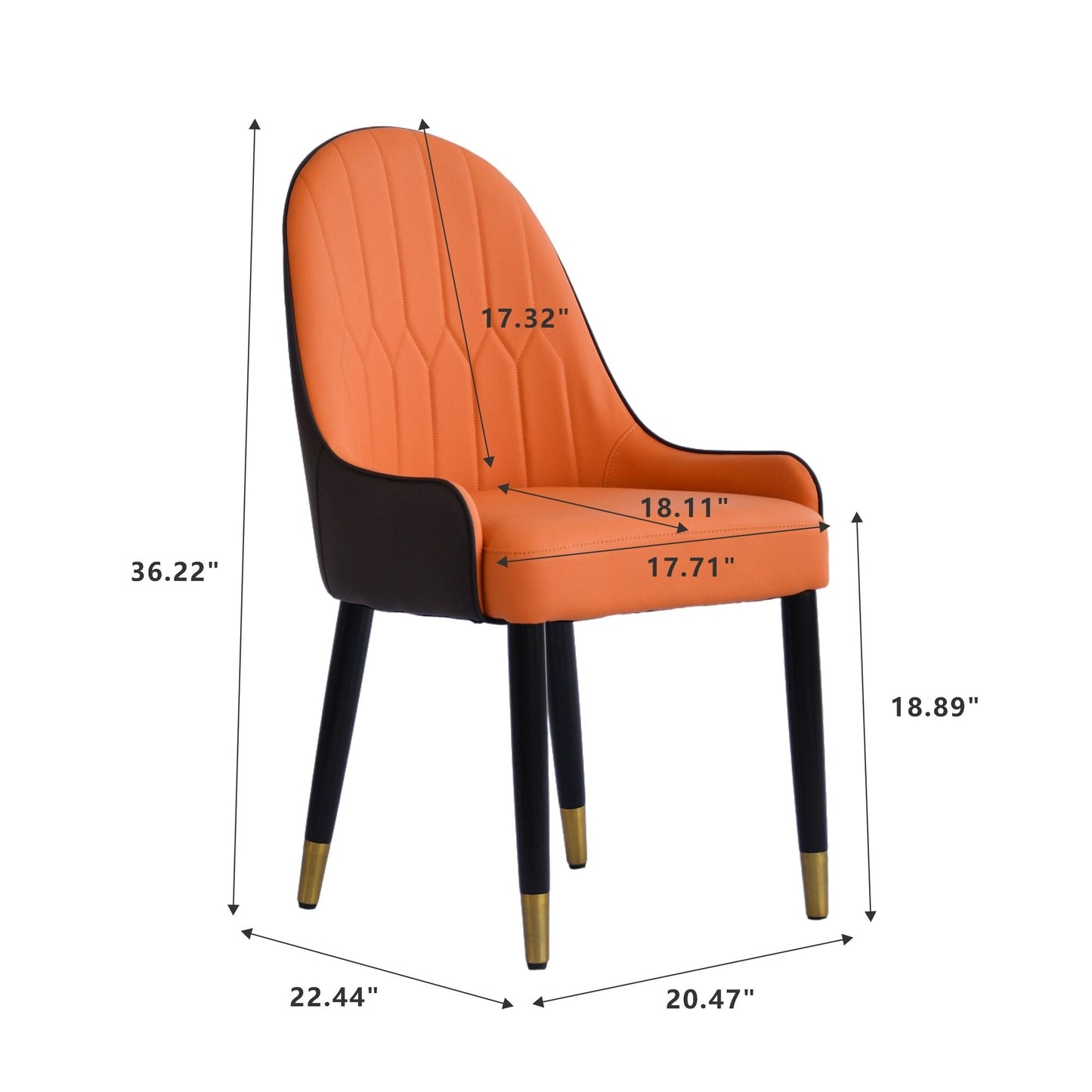 Modern Sponge-Filled Dining Chair, Solid Wood Metal Legs, Suitable For Restaurants, Living Rooms And Rooms (Set of 2)