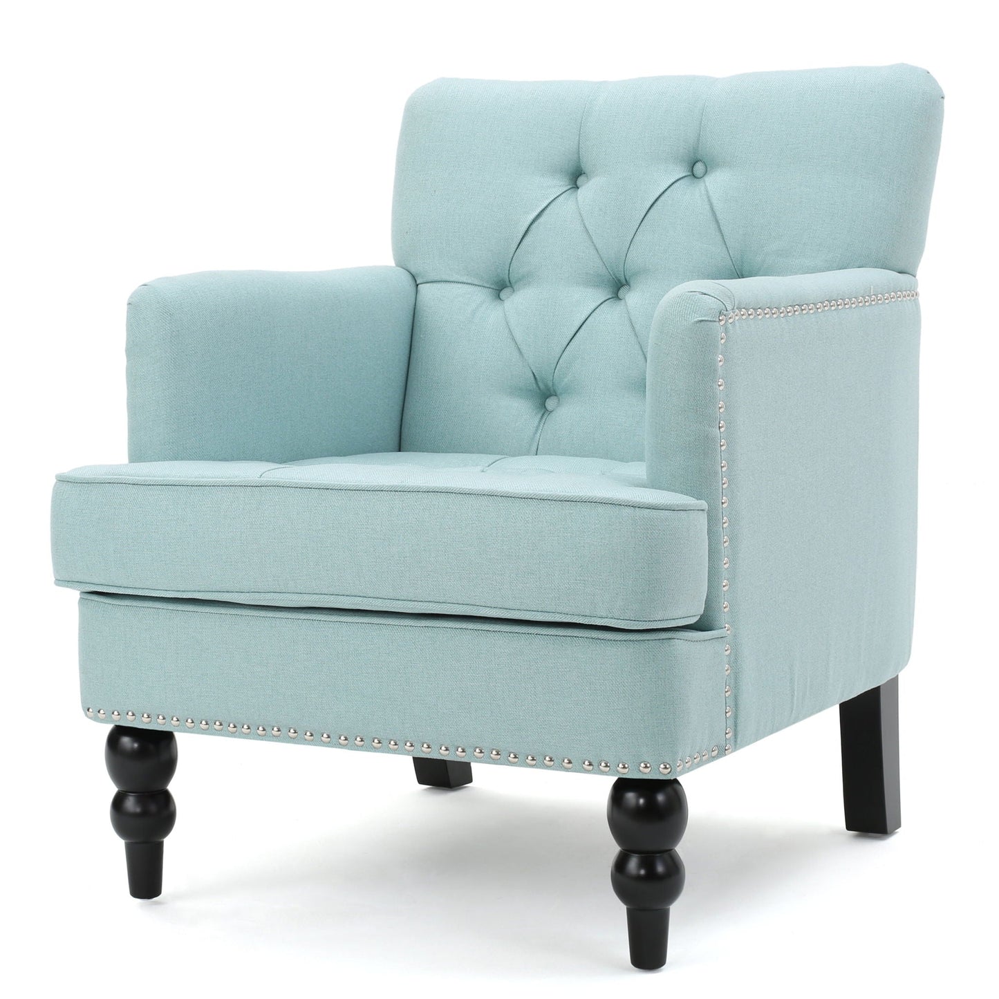 Harrison Tufted Club Chair with Button Tufted Back and Birch Wood Legs
