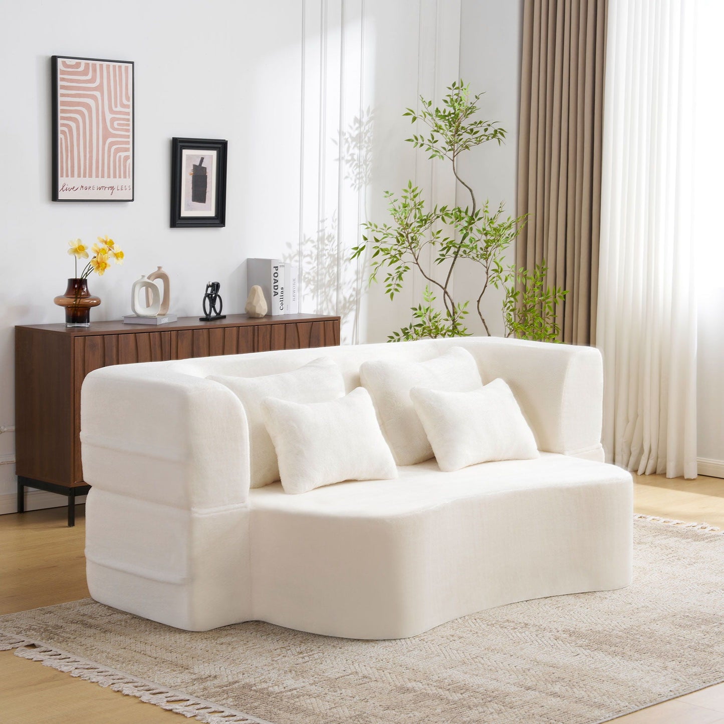 Modern Floor Sofa With 4 Pillows
