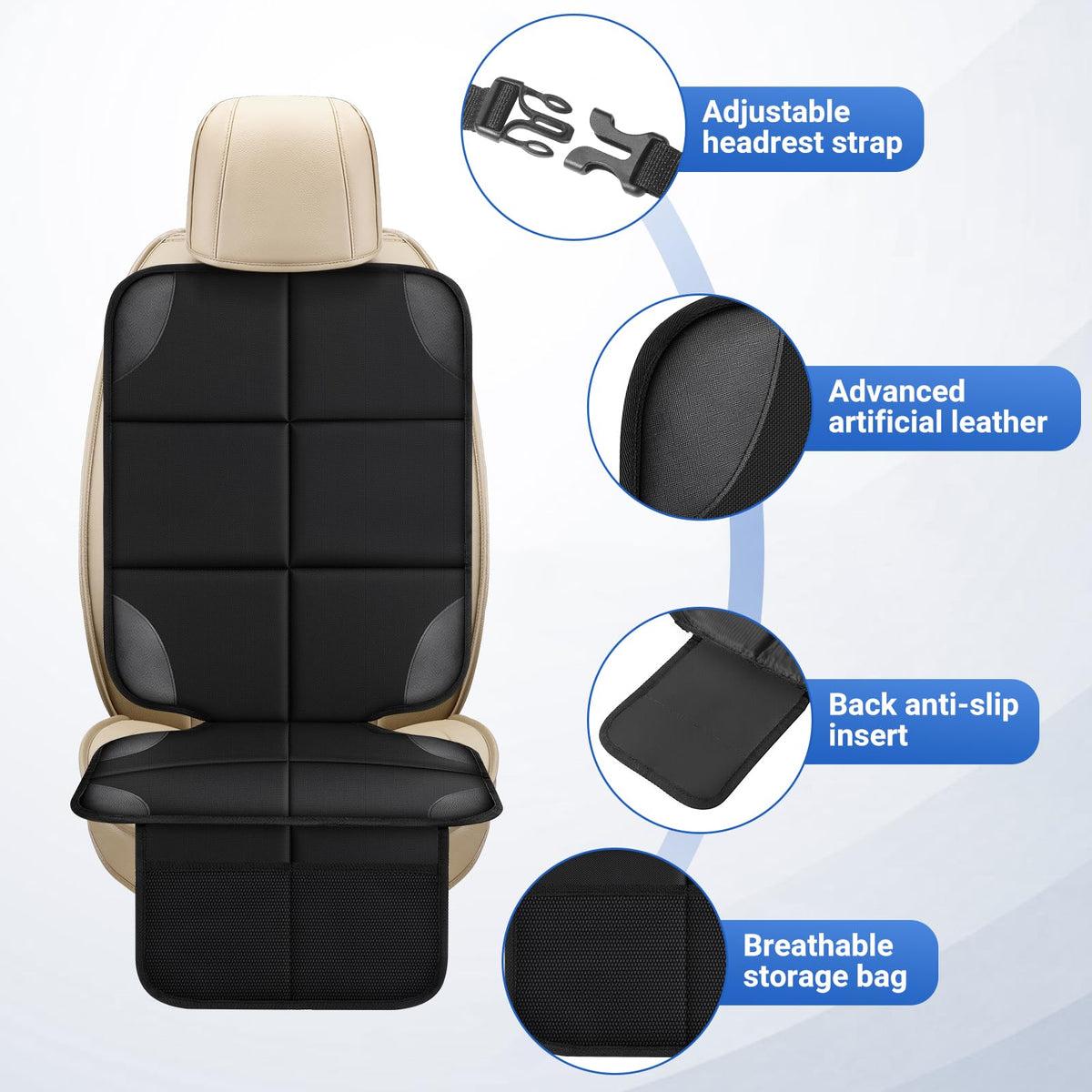 Car Seat Protector 2 Mesh Pocket Waterproof Car Seat Covers, Universal Size, Baby, Pet, Children's Car Seat Protector, Anti Slip Bottom  1 Piece