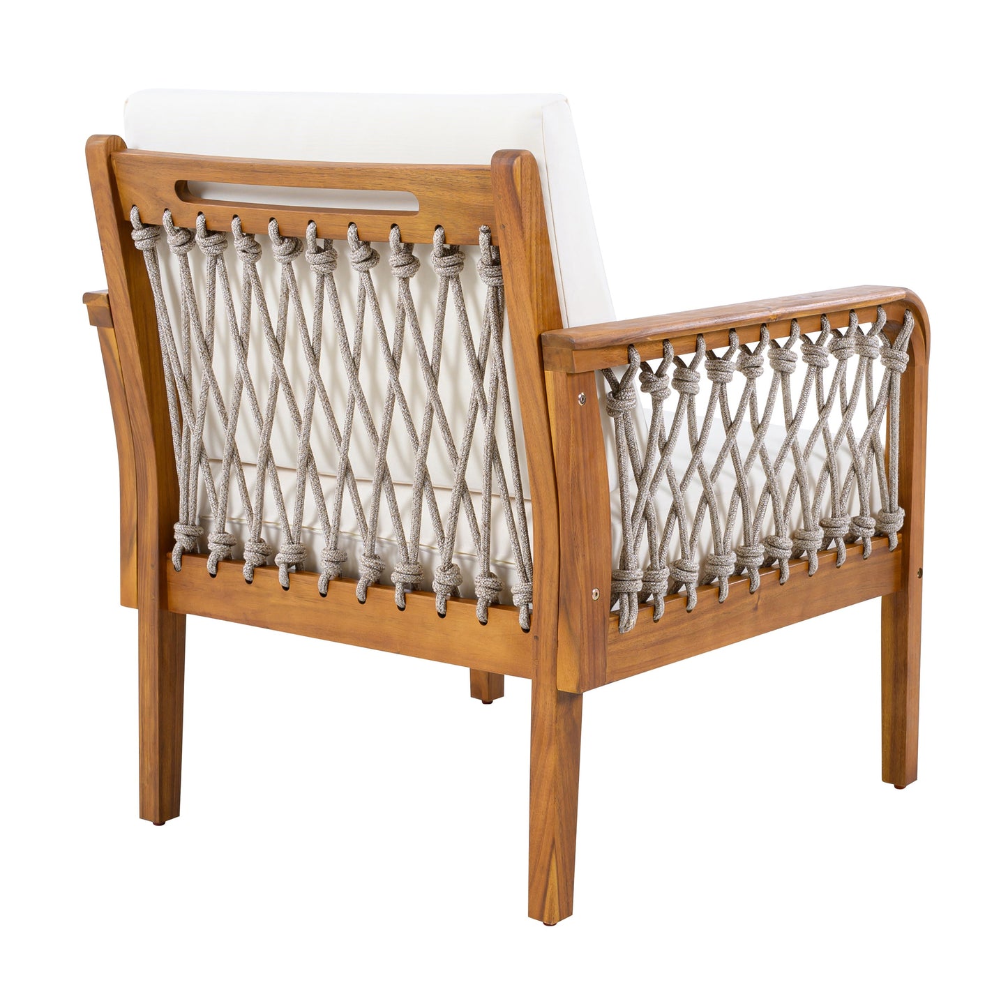 Outdoor Acacia Wood Club Chair with Handwoven Rope (Set of 2)