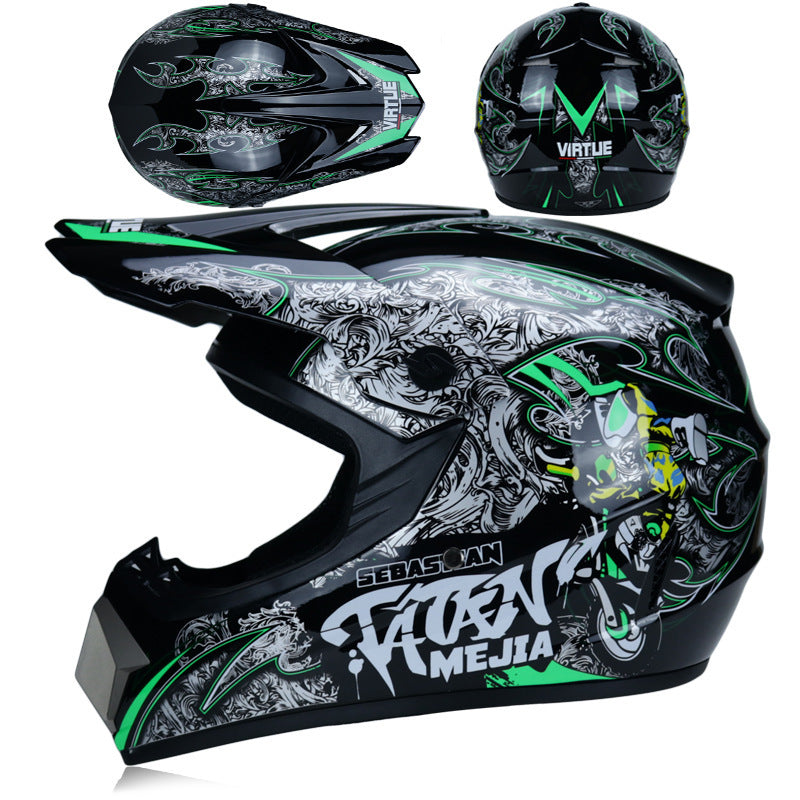 Youth Off-Road Motorcycle Helmet - [green] | Lightweight Motocross Full Face Shield for Dirt Bike & ATV