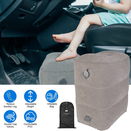 Inflatable Foot Rest with Air Bag 3 Adjustable Height Travel Foot Pillow Kids Airplane Bed Relieve Leg Feet Pain Leg Rest Stool For Train Car Airplane