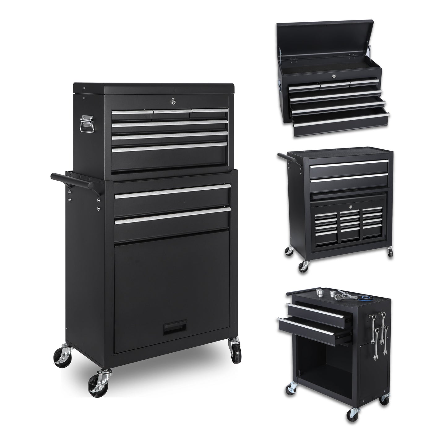 8-Drawer Rolling Tool Storage Cabinet with Detachable Top