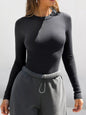 Long Sleeve Crop T-Shirt with Ribbed Texture