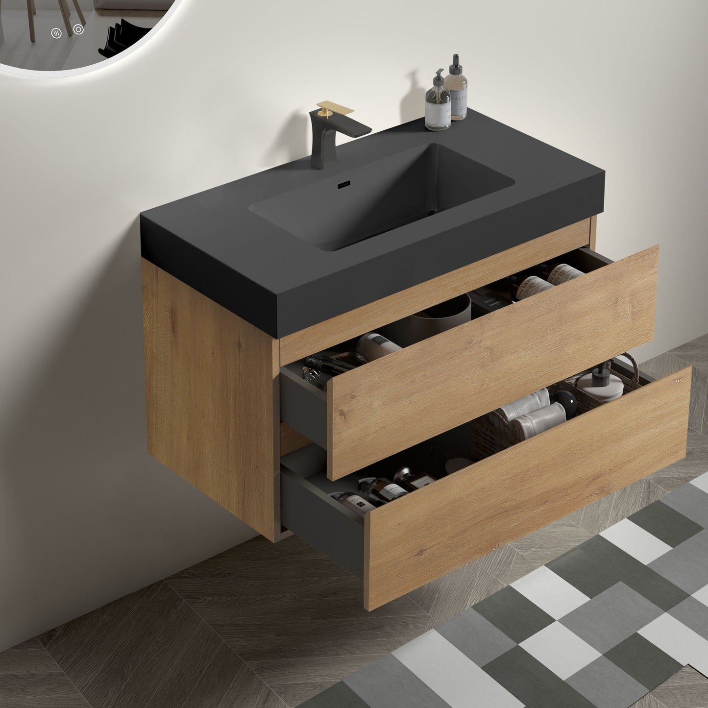 Alice Natural Oak Bathroom Vanity With Sink