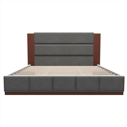 Modern Upholstered Platform Bed With Extended Headboard