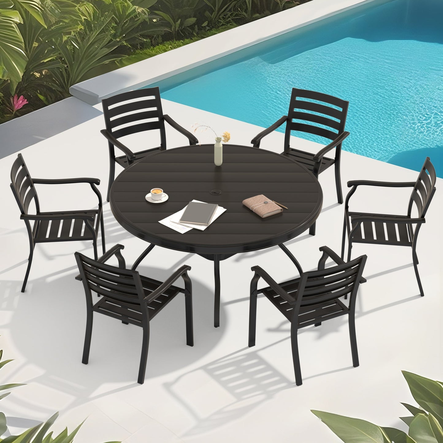VRSHWO Iron Terrace Dining Chairs Set of 2 - Black