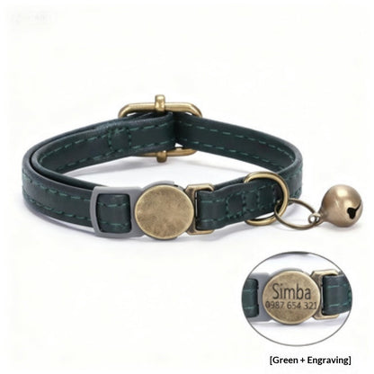 Retro Style Durable Leather Cat Pet Collar