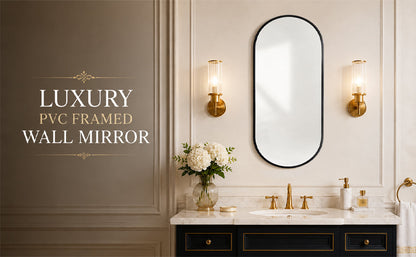 Black PVC Frame Mirror 18X40 Inch