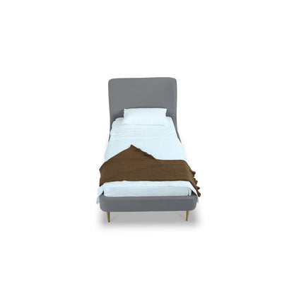 Mid-Century Modern Upholstered Bed With Curved Headboard