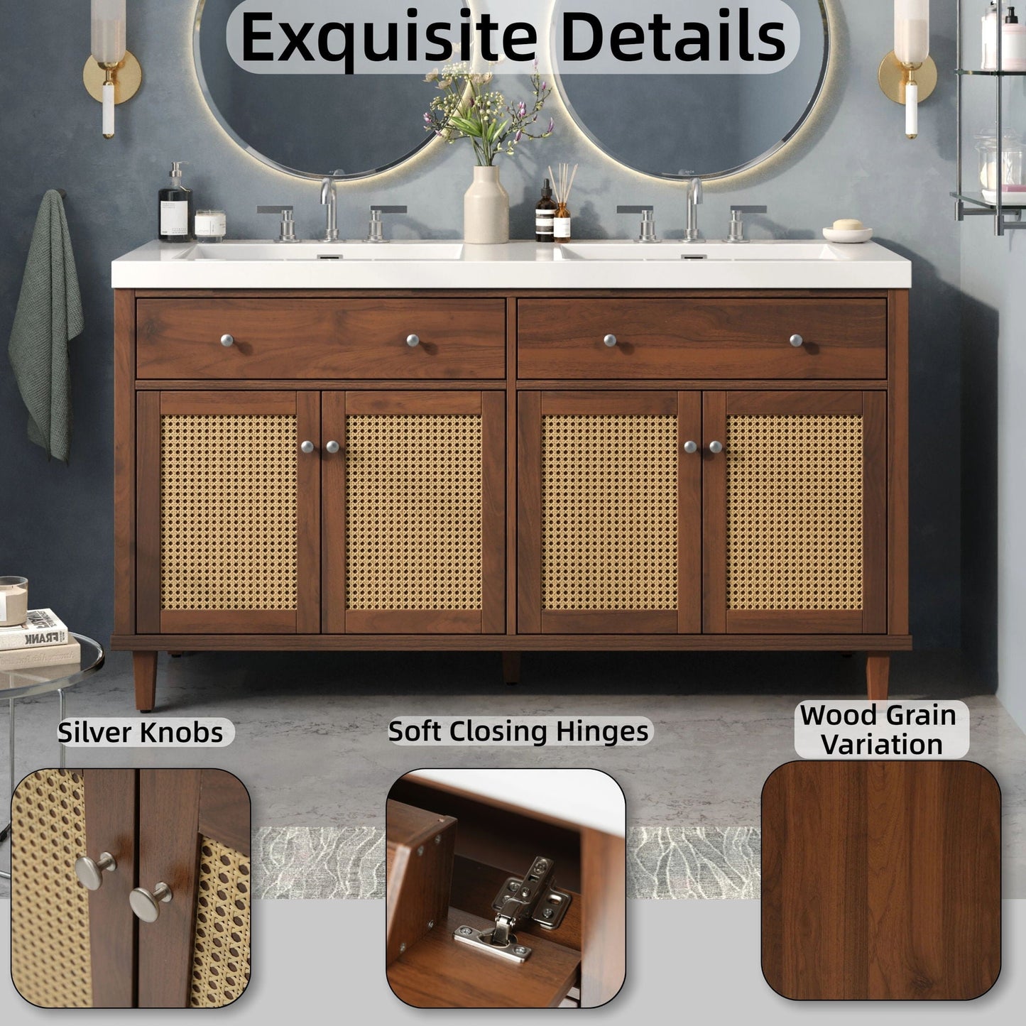 Bathroom Vanity With Double Sink, Large Storage Space