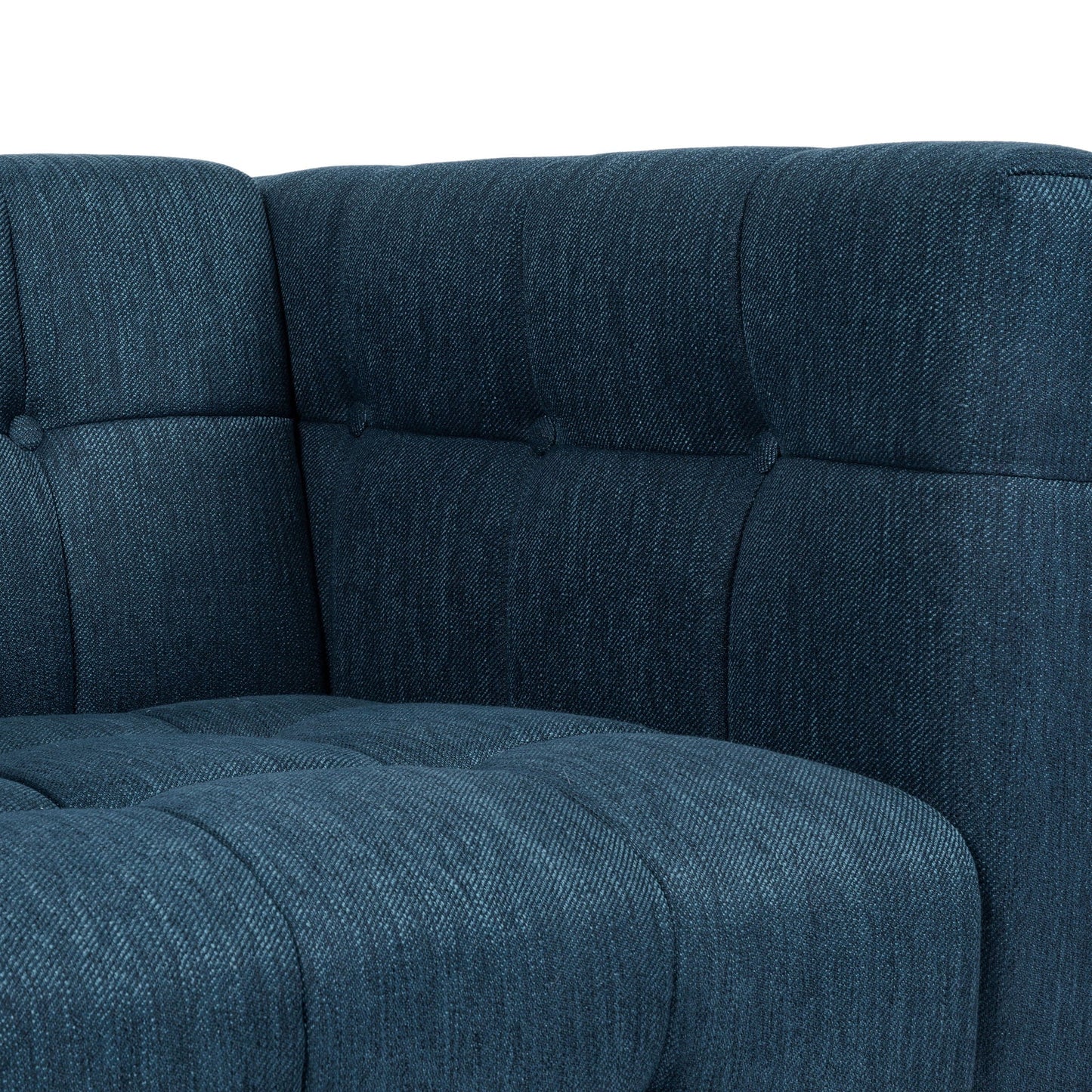 Contemporary Mid-Century Charm 3 Seater Sofa With Button Tufted Waffle Stitching