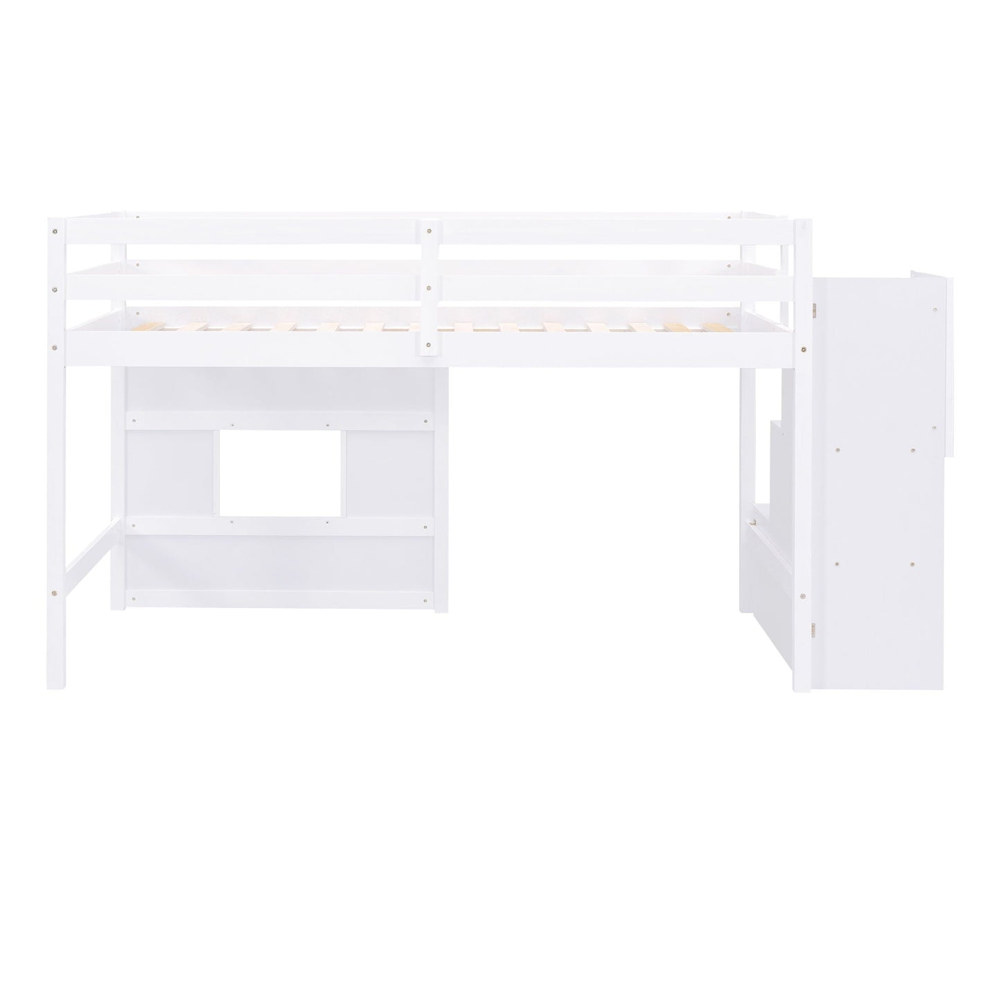 Loft Bed With Storage Staircase, Window & LED Light